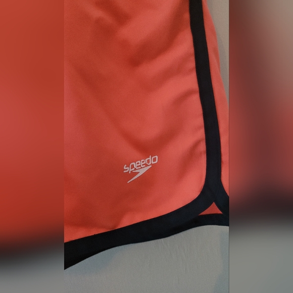 navy & orange colorblock speedo swim trunks shorts - lined with pockets medium - Picture 2 of 10